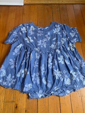We The Free Blue Floral Peplum Top/ Tunic